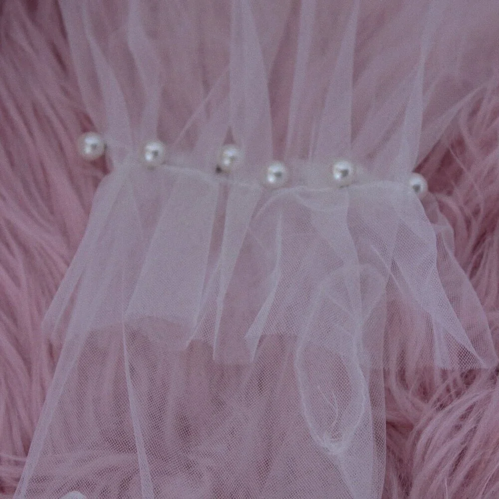 Faux Pearl Sheer White Gloves